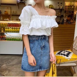 asymmetrical ruffle blouse♡